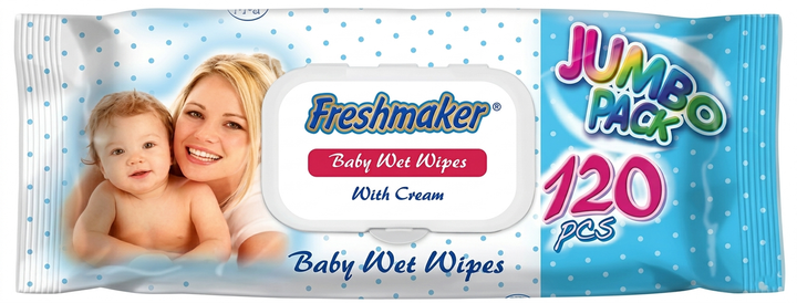 Влажные салфетки детские Freshmaker Jumbo Pack, 120 шт - Фото 1 Влажные салфетки детские Freshmaker Jumbo Pack, 120 шт - изображение 1