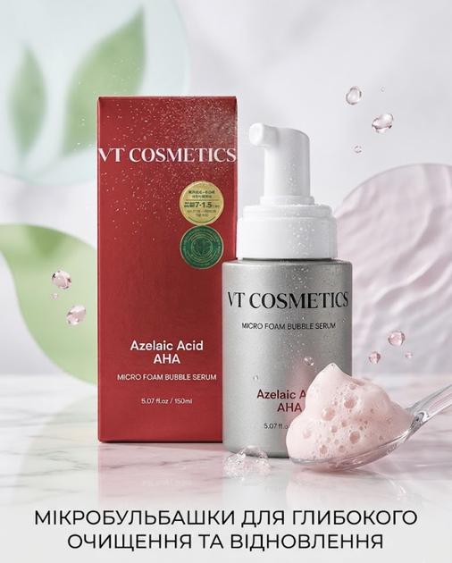 Сыворотка микропенная с AHA,BHA,PHA-кислотами VT Cosmetic AZ AHA RED MICRO BUBBLE SERUM 70 ml - изображение 2