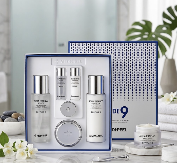 Набір для догляду за шкірою з пептидами MEDIPEEL Peptide 9 Premium Skincare Set (8809409345116) - Фото 3 Набір для догляду за шкірою з пептидами MEDIPEEL Peptide 9 Premium Skincare Set (8809409345116) - зображення 3