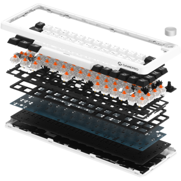 Клавіатура бездротова GamePro Asgard Valhalla механічна 67 клавіш QLAB Orange RGB ENG/UKR/RU White (MK210W Pro) - зображення 4