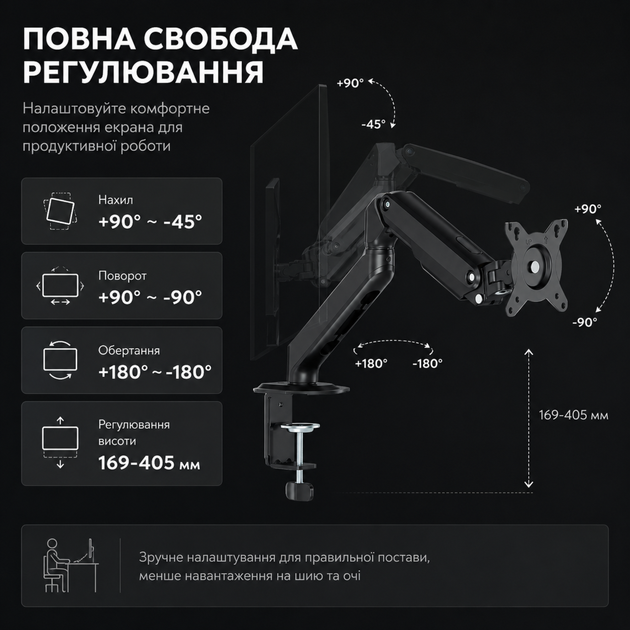 Настільне кріплення для монітора ITech MBSS-02F 17"-32" - зображення 3