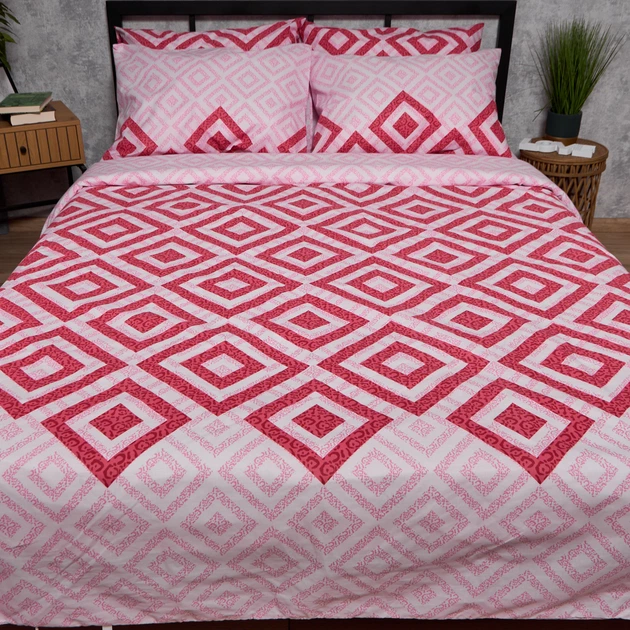 Комплект постельного белья Moon&Star King Size 220x240 см наволочки 2 х 50х70 см Scarlet Grid Бязь Gold Люкс (MS-820011656) - изображение 2