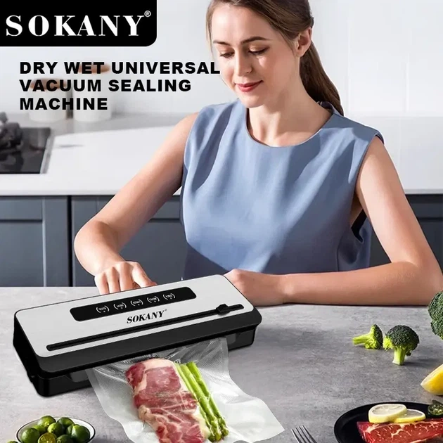 Вакуумный упаковщик Sokany SK-133076. 200 Вт, запайка 32 см, сухой и влажный режимы, для еды с двумя режимами работы и шириной сварки 3 мм. - Фото 2 Вакуумный упаковщик Sokany SK-133076. 200 Вт, запайка 32 см, сухой и влажный режимы, для еды с двумя режимами работы и шириной сварки 3 мм. - изображение 2