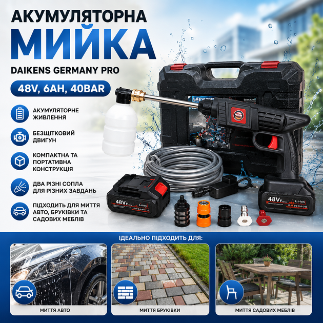 Аккумуляторная ручная мойка Daikens Germany PRO (48 В, 6 Ач) - изображение 2
