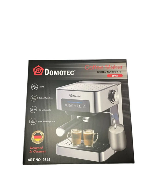 Кофеварка рожковая Domotec бытовая сенсорная 15 Бар 850 Вт 1.6 л с ручным капучинатором. - изображение 5