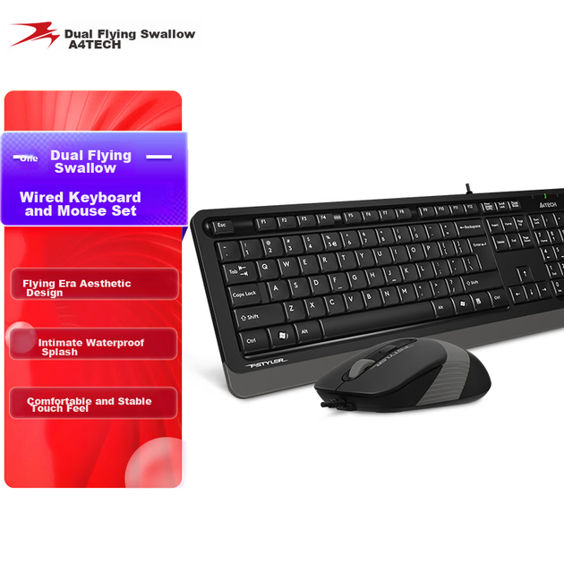 Комплект дротовий A4Tech Fstyler F1010 USB Grey - зображення 12