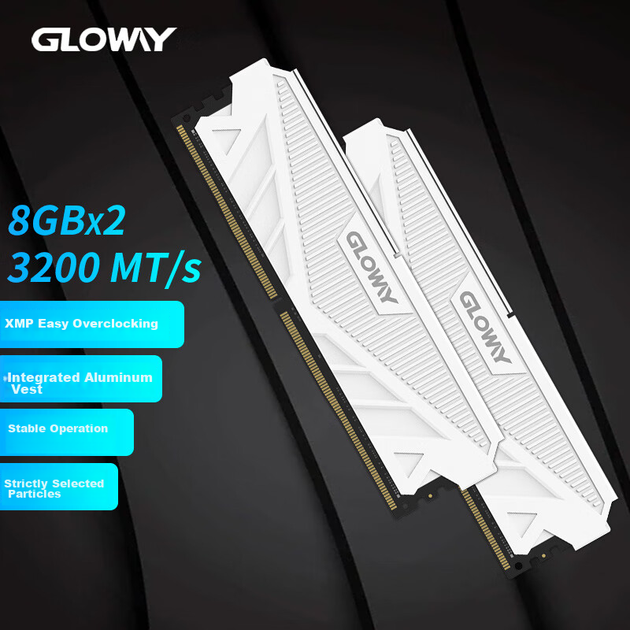 Модуль оперативной памяти Gloway 16 ГБ (2 x 8 ГБ) DDR4 3200 для настольных компьютеров, планка Tianche RAM Bar, чипы премиум-класса, CL18, цвет Moonlight White, аксессуар для компьютера AI. - изображение 4