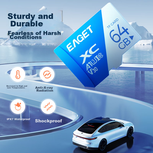 Карта памяти EAGET microSDXC 64GB UHS-I U3 V30 - Фото 6 Карта памяти EAGET microSDXC 64GB UHS-I U3 V30 - изображение 6