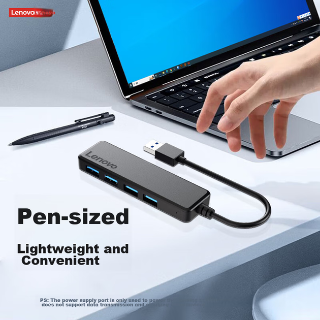 USB-хаб Lenovo, конвертер інтерфейсу 3.0, високошвидкісний 4-портовий розширювач, USB-адаптер для розширення док-станції, концентратор-хаб, USB-подовжувач, док-станція розширення, підходить для ноутбуків та настільних комп'ютерів - изображение 8