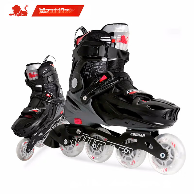 Роликовые коньки COUGAR Adult Adjustable Full-Flash Roller Skates, плоские, с цветочным принтом, повседневные, двойного назначения, черные, размер XL. - изображение 12