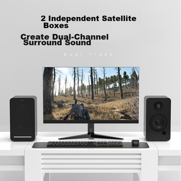 Настольная Bluetooth-колонка F&D R40BT, 2.0-канальная, с высококачественным звучанием, стереофонические полочные колонки с воспроизведением высоких и низких частот, активные домашние колонки, совместимые с ноутбуками и телевизорами. - изображение 5