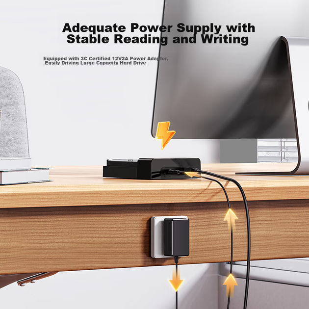 Корпус для жорстких дисків ORICO, горизонтальний, одновідсіковий, USB 3.0, 2,5/3,5 дюйма SATA, для механічних і твердотільних накопичувачів SSD у ноутбуках і настільних комп'ютерах, зовнішній портативний корпус з можливістю читання даних - 6518US3 - зображення 8