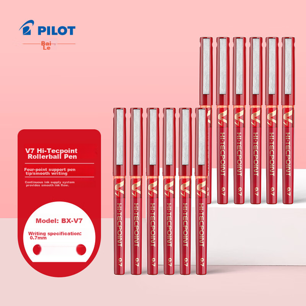 Гелевая ручка PILOT BX-V7, 0.7 мм, красная, 12 шт - изображение 5