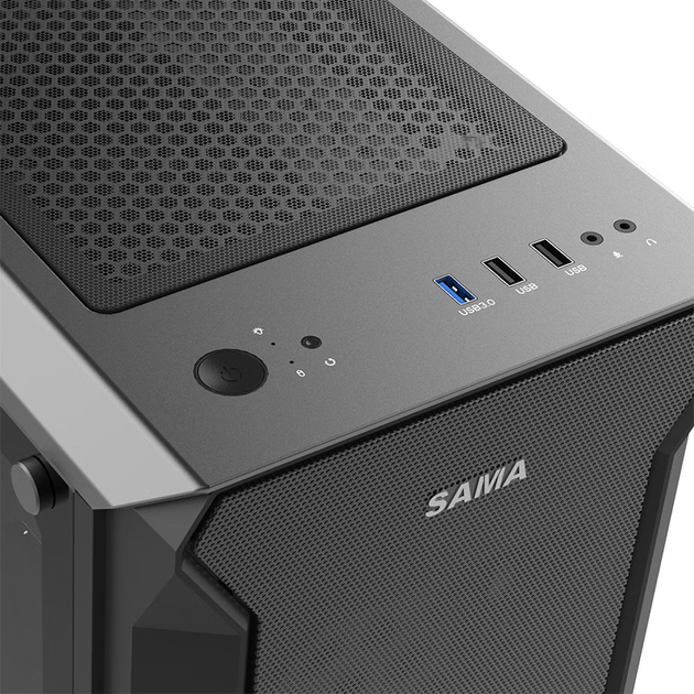 Корпус комп'ютера SAMA Tank 3, ігровий корпус ATX, висока вежа на 8 слотів / скляна бічна панель / горизонтальний потік повітря / широка металева рамка / підтримує водяне охолодження 240 мм, довга відеокарта - изображение 10