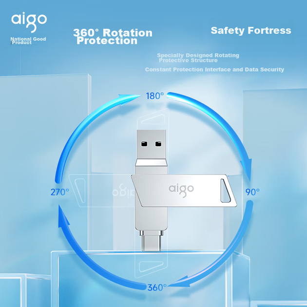 Флеш-накопитель Aigo 64 ГБ большой емкости 220 МБ/с USB 3.2 Type-C с двойным интерфейсом для телефонов, планшетов и ноутбуков (U350). Универсальная флешка для бизнеса, офиса и кабинета. Совместима со смартфонами, планшетами и ноутбуками. - Фото 11 Флеш-накопитель Aigo 64 ГБ большой емкости 220 МБ/с USB 3.2 Type-C с двойным интерфейсом для телефонов, планшетов и ноутбуков (U350). Универсальная флешка для бизнеса, офиса и кабинета. Совместима со смартфонами, планшетами и ноутбуками. - изображение 11