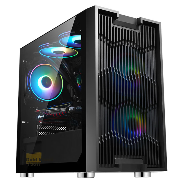 Игровой корпус SAMA Pingtouge M7 Mini Compact, вырез на передней панели для охлаждения, боковая панель из закаленного стекла, поддержка материнских плат M-ATX, отсек для накопителей U3, система организации кабелей, отсек для блока питания. - изображение 4