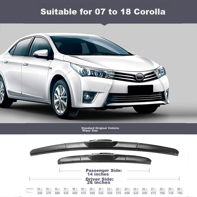 Щітки склоочисника Meisim для Toyota Corolla 2007-2018/Corolla Hybrid 2019-2020 - зображення 5