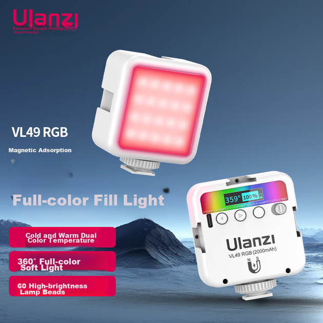 Ulanzi VL49RGB (белый) Магнитный полноцветный заполняющий свет, портативный светодиодный карманный светильник с двойной температурой для фотосъемки, беззеркальных камер, смартфонов, портретной съемки в помещении и спецэффектов. - изображение 5