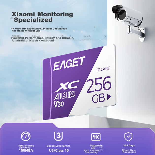 Карта памяти EAGET microSDXC 256GB UHS-I U3 V30 A1 - Фото 7 Карта памяти EAGET microSDXC 256GB UHS-I U3 V30 A1 - изображение 7