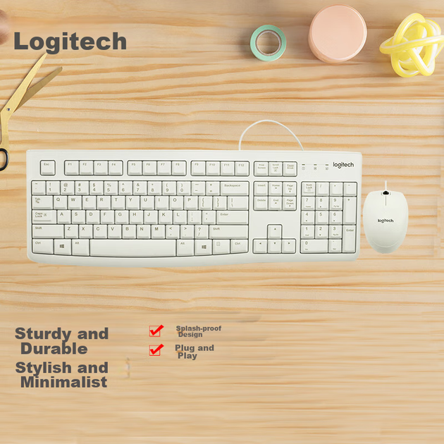 Комплект проводной Logitech MK120 USB UA Белый - изображение 6