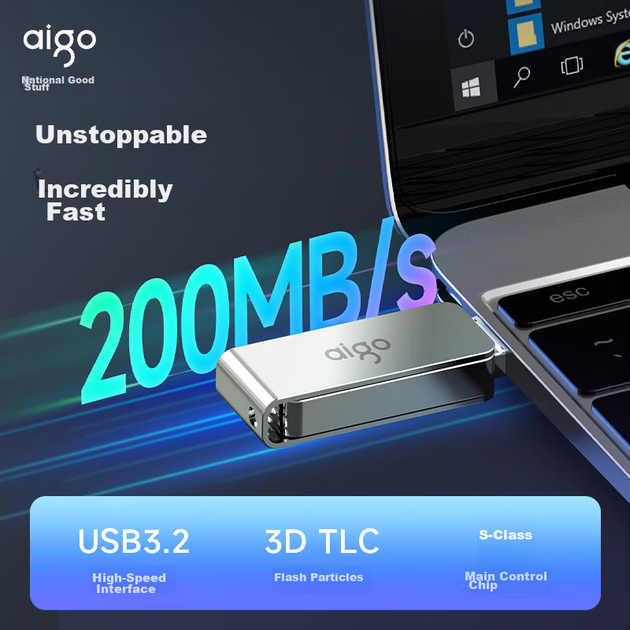 Флеш-накопичувач Aigo 256 ГБ USB 3.2, високошвидкісний флеш-накопичувач для офісного комп'ютера, швидкість читання 220 МБ/с, настроюваний металевий USB-накопичувач, флеш-накопичувач великої ємності, серія U330 - зображення 5