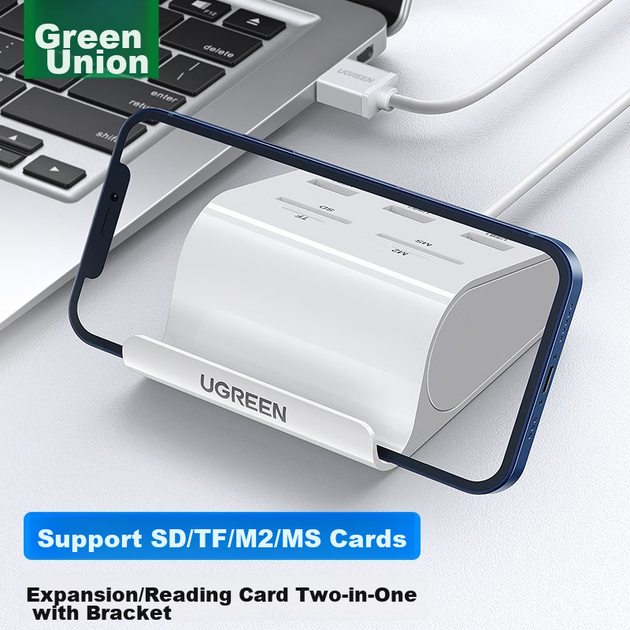USB-концентратор UGREEN 3.0, высокоскоростная док-станция расширения на 3 порта, разветвитель HUB, многопортовый адаптер для ноутбука с функцией чтения SD/TF-карт и разъемом питания. - изображение 2