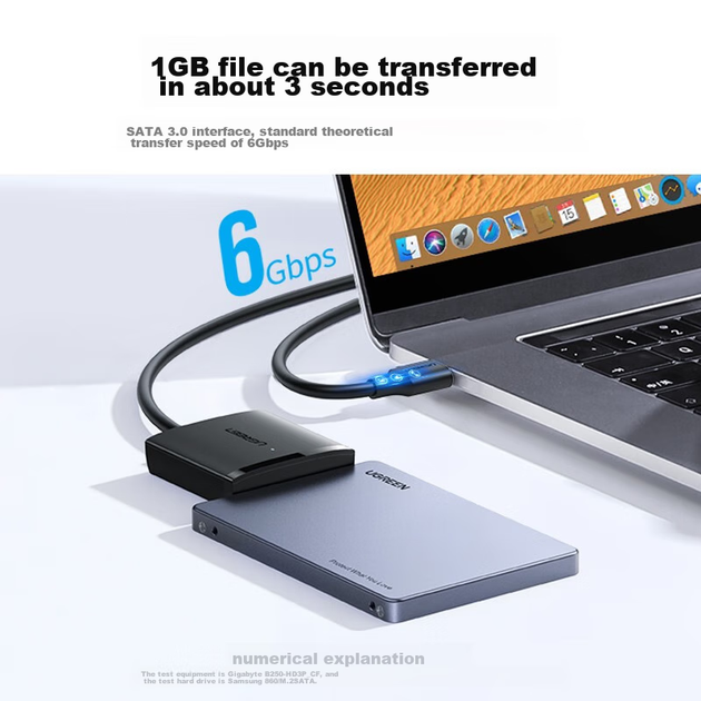 Внешний корпус для жесткого диска UGREEN M.2 NGFF на SATA, для дисков 2.5 дюйма - изображение 6