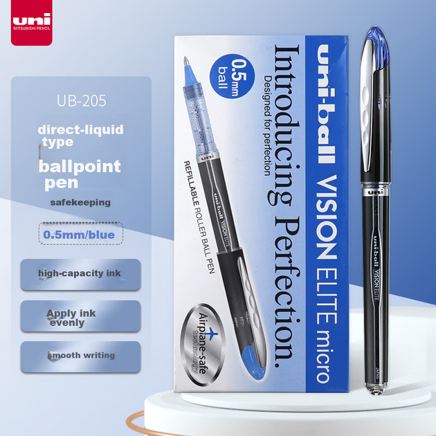 Ручка шариковая Uni Mitsubishi UB-205 синяя 12 шт - изображение 4