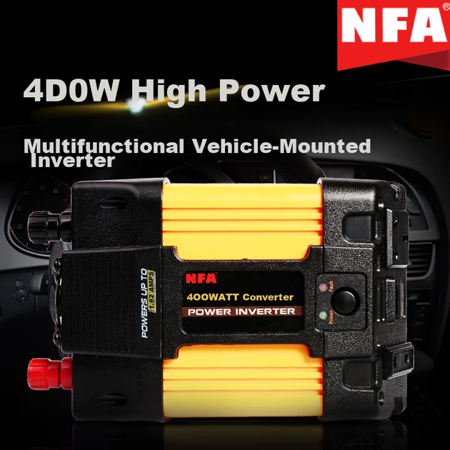Автомобільний інвертор живлення NFA 12V до 220V 400W двопровідний автомобільний холодильник прикурювач інвертор 7823N - зображення 4