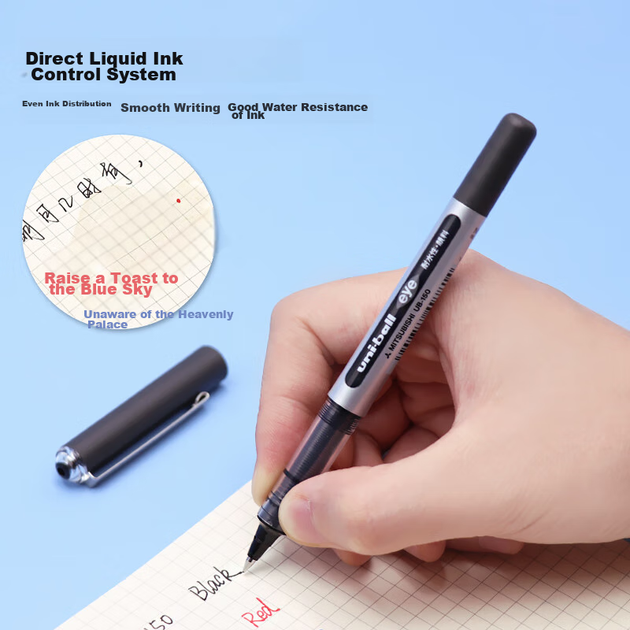Ручка Uni Mitsubishi Uni-Ball EYE гелевая черная, 0.5мм, для автографов, набор 10 шт, UB-150 - изображение 3
