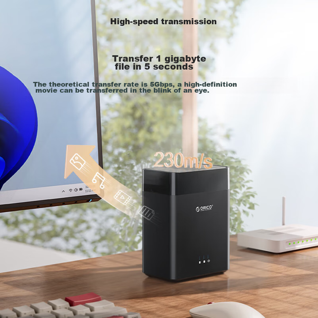Корпус для жорсткого диска ORICO, 3,5-дюймовий, багатовідсіковий, USB 3.0 SATA, зовнішній портативний корпус для зберігання даних, двовідсіковий DS200U3 - зображення 7
