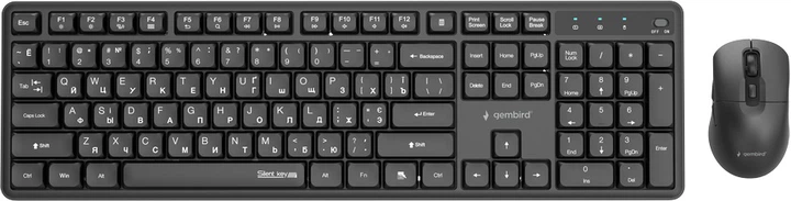 Комплект бездротовий Gembird Silent Key Pro Business Wireless Black (KBS-WMS-01-CYRL) - Фото 1 Комплект бездротовий Gembird Silent Key Pro Business Wireless Black (KBS-WMS-01-CYRL) - зображення 1