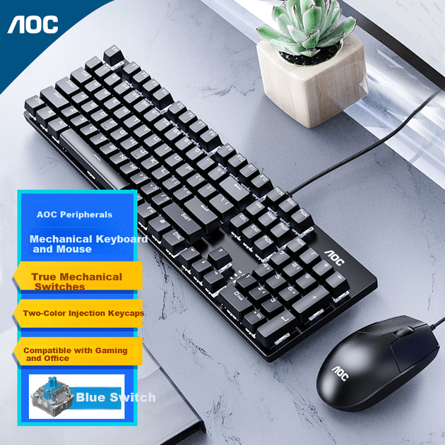 Комплект проводной AOC GKM410 USB Черный - изображение 4