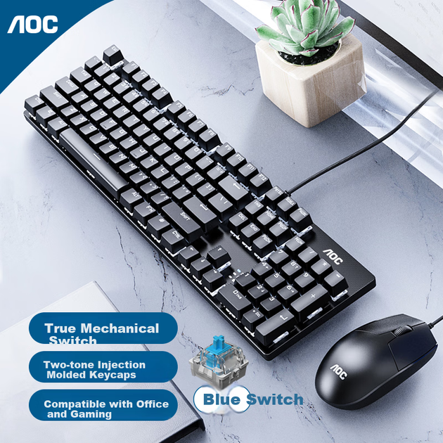 Комплект проводной AOC GKM410 USB Черный - изображение 7