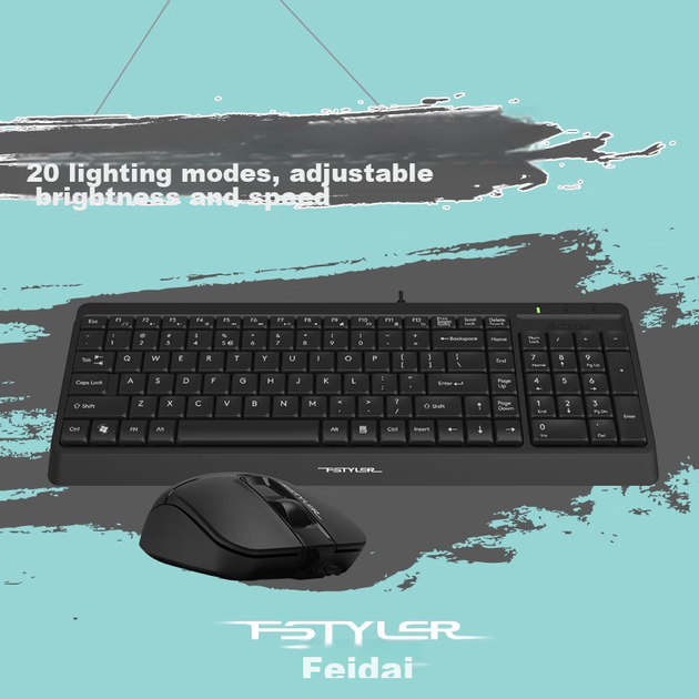 Комплект дротовий A4Tech Fstyler F1512 USB Black - зображення 8