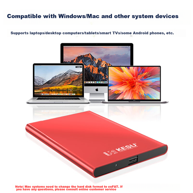 Портативный жесткий диск KESU 1 ТБ, USB 3.0, большой емкости, механический внешний жесткий диск, позволяет хранить огромные объемы данных, подключается к ноутбукам и смартфонам, 2,5 дюйма, подходит для семейного и офисного использования. - изображение 8