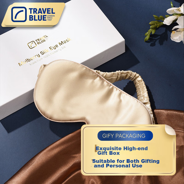 Маска для сна TRAVEL BLUE из 100% тутового шелка дышащая светонепроницаемая, в коробке - Фото 8 Маска для сна TRAVEL BLUE из 100% тутового шелка дышащая светонепроницаемая, в коробке - изображение 8