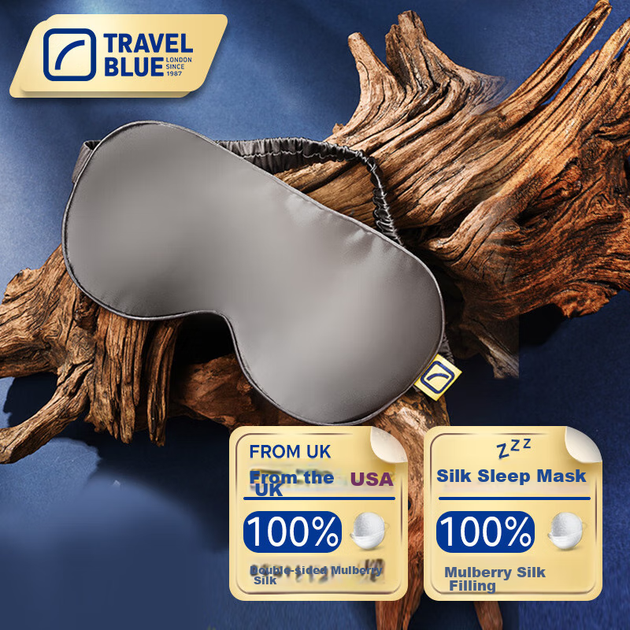 Маска TRAVEL BLUE для сна шелковая блокирующая свет - Фото 4 Маска TRAVEL BLUE для сна шелковая блокирующая свет - изображение 4
