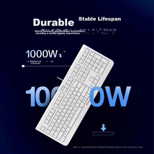 Мембранна клавіатура CHERRY KC1000, офісна клавіатура, тиха дротова зовнішня клавіатура для ноутбука, тонка та легка, міцна, клавіші кольору «шоколад», додаткові мультимедійні клавіші, чорна. - зображення 6