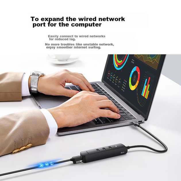 USB 3.0-хаб UGREEN, Ethernet-адаптер для ноутбука, конвертер дротової мережевої карти, розширювальна док-станція, сумісна з комп'ютерами Apple та Huawei, концентратор-хаб, адаптер RJ45 - Фото 3 USB 3.0-хаб UGREEN, Ethernet-адаптер для ноутбука, конвертер дротової мережевої карти, розширювальна док-станція, сумісна з комп'ютерами Apple та Huawei, концентратор-хаб, адаптер RJ45 - изображение 3