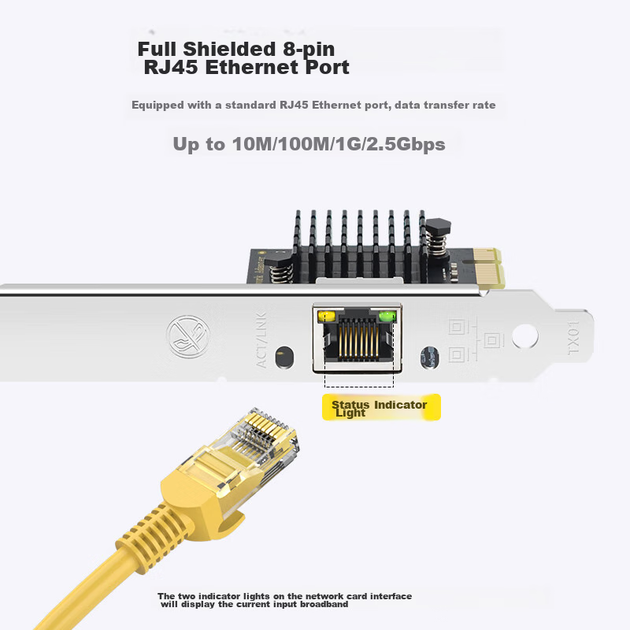 Сетевая карта EB-LINK PCIE Gigabit Single-Port 2.5G для игрового настольного компьютера, внутренний проводной Ethernet-адаптер 2500 Мбит/с. - изображение 6