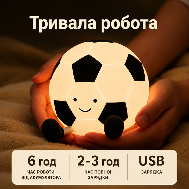 Сенсорний силіконовий нічник "М'яч" з функцією зміни кольору та сенсорним управлінням - изображение 3