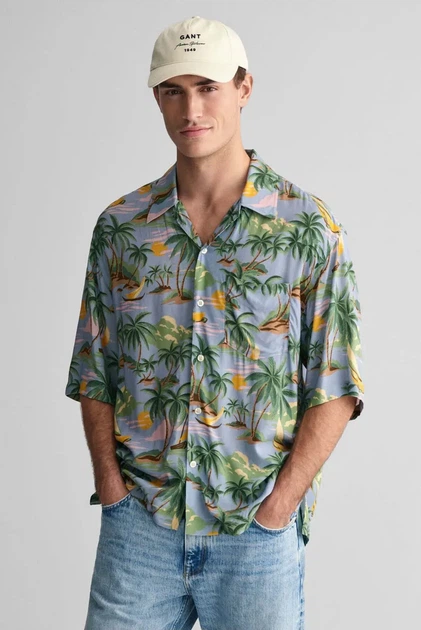 Чоловіча блакитна сорочка з візерунком REL VISCOSE HAWAII PRINT SS Gant XL 3240077 - Фото 1 Чоловіча блакитна сорочка з візерунком REL VISCOSE HAWAII PRINT SS Gant XL 3240077 - зображення 1