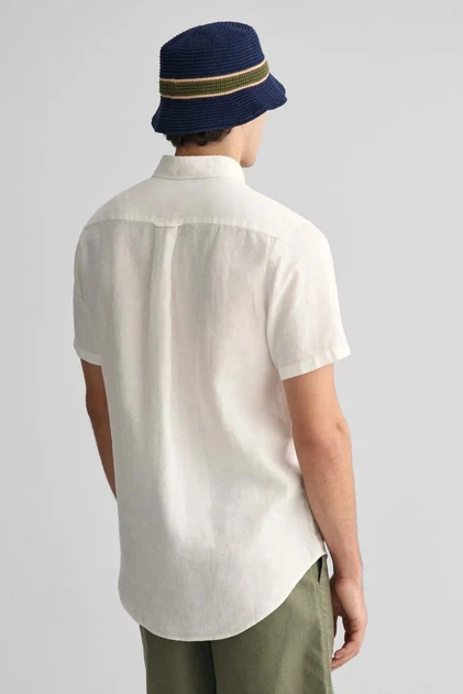 Чоловіча біла лляна сорочка REG LINEN SS Gant S 3240103 - изображение 2