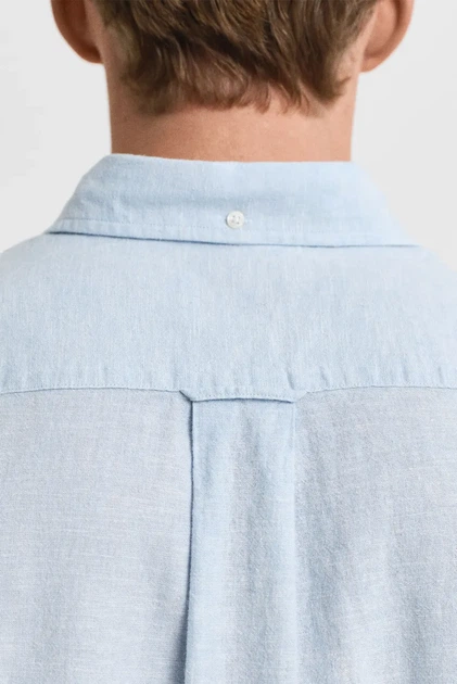 Чоловіча блакитна лляна сорочка REG COTTON LINEN SS SHIRT Gant S 3250083 - изображение 4