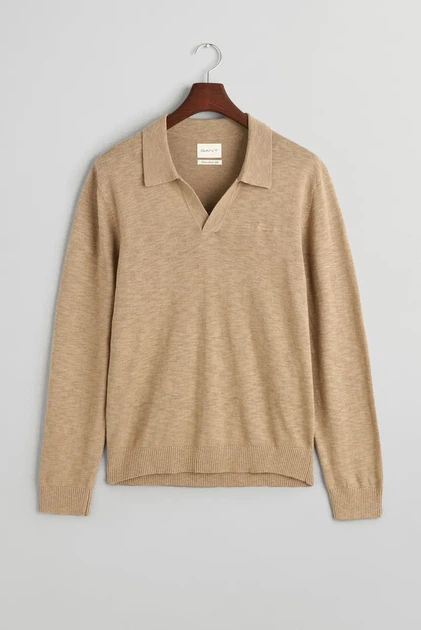 Чоловіче бежеве лляне поло COTTON LINEN OPEN Gant XXL 8050193 - изображение 5