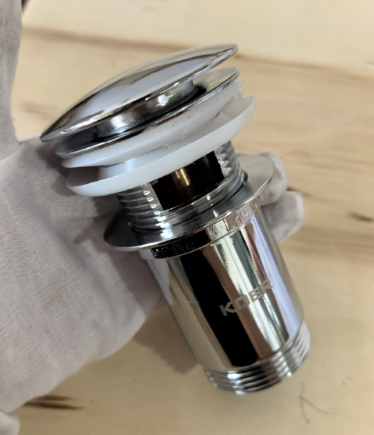 Донный клапан для раковины Koer PW-07-01 1 1/4'' с переливом автоматический СLICK-СLACK (Цвет хром) (KR5782) - изображение 14