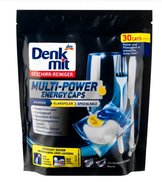 Капсули для посудомийної машини Denkmit Multi-Power Energy Caps, 30 шт - Фото 1 Капсули для посудомийної машини Denkmit Multi-Power Energy Caps, 30 шт - зображення 1