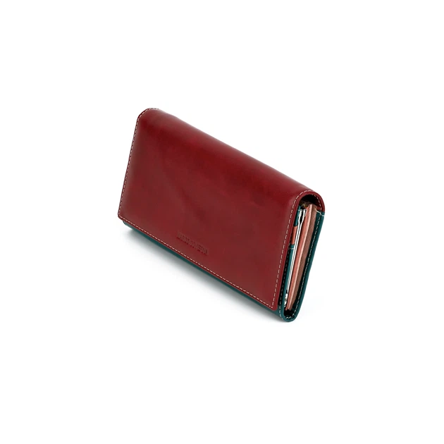 Женский кошелек из натуральной масляной кожи Marco Coverna MC 2-1010-2 Красный с бирюзовым - изображение 4