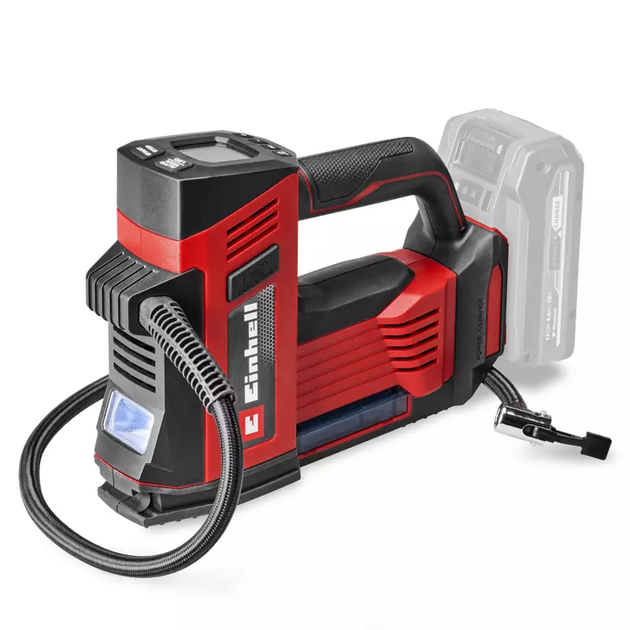 Компресор повітряний акумуляторний Einhell CE-CC 18/23 D Li - Solo, 18В, до 12л/хв, 11бар, 1.16кг без АКБ та ЗП - Фото 2 Компресор повітряний акумуляторний Einhell CE-CC 18/23 D Li - Solo, 18В, до 12л/хв, 11бар, 1.16кг без АКБ та ЗП - изображение 2